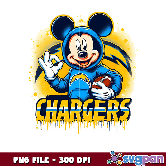 Los angeles chargers mickey mouse png, nfl png, nfl cartoon characters png