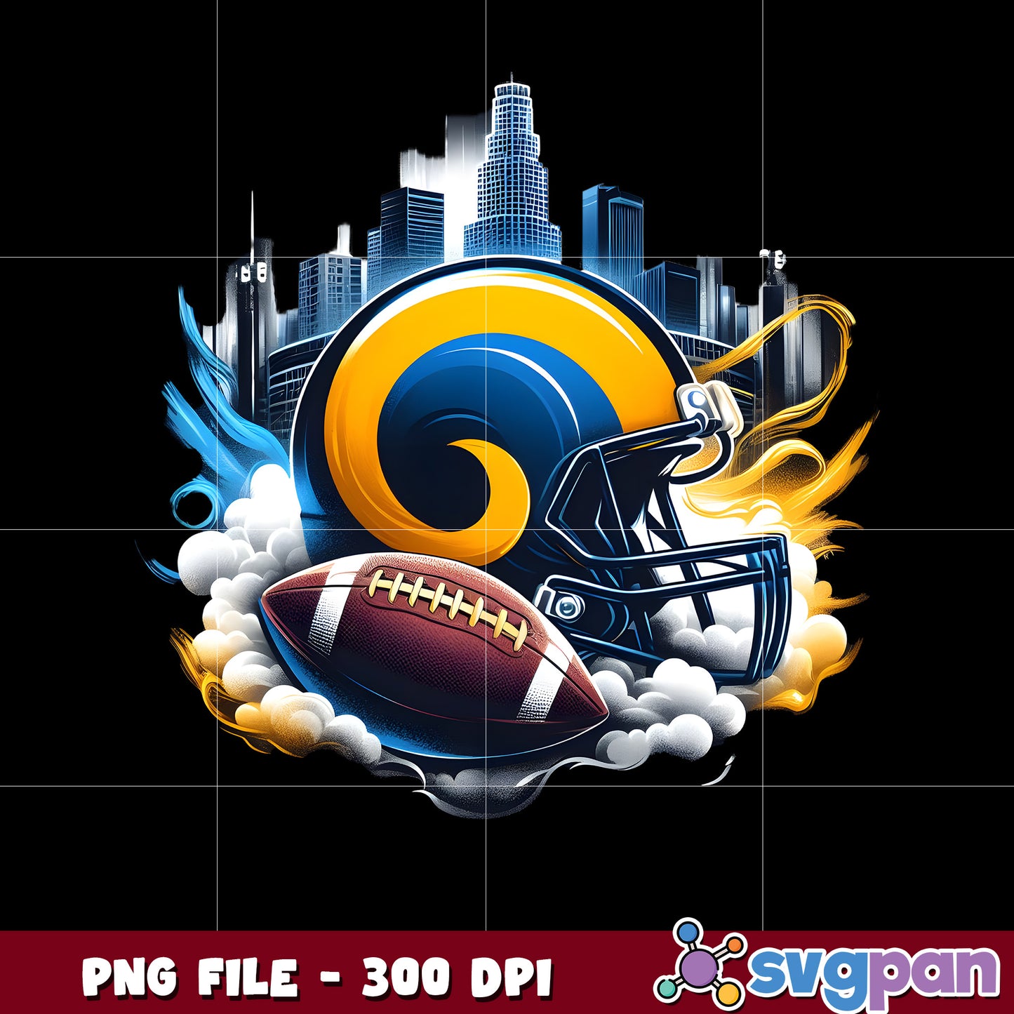 Los angeles rams logo smoke helmet illustration png, nfl team helmet png, nfl design png