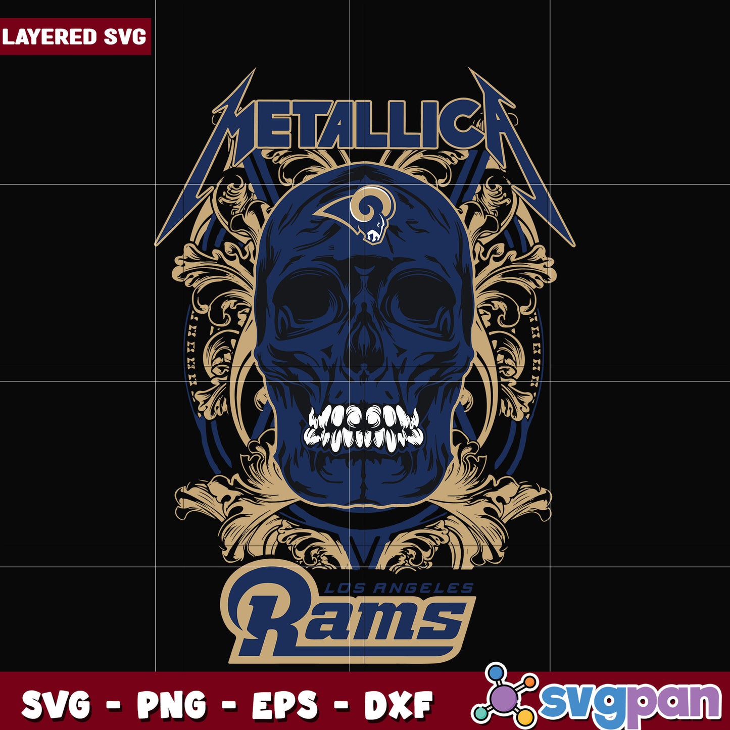 Los angeles rams skull metallica svg, ameircan sports svg, nfl teams logo svg