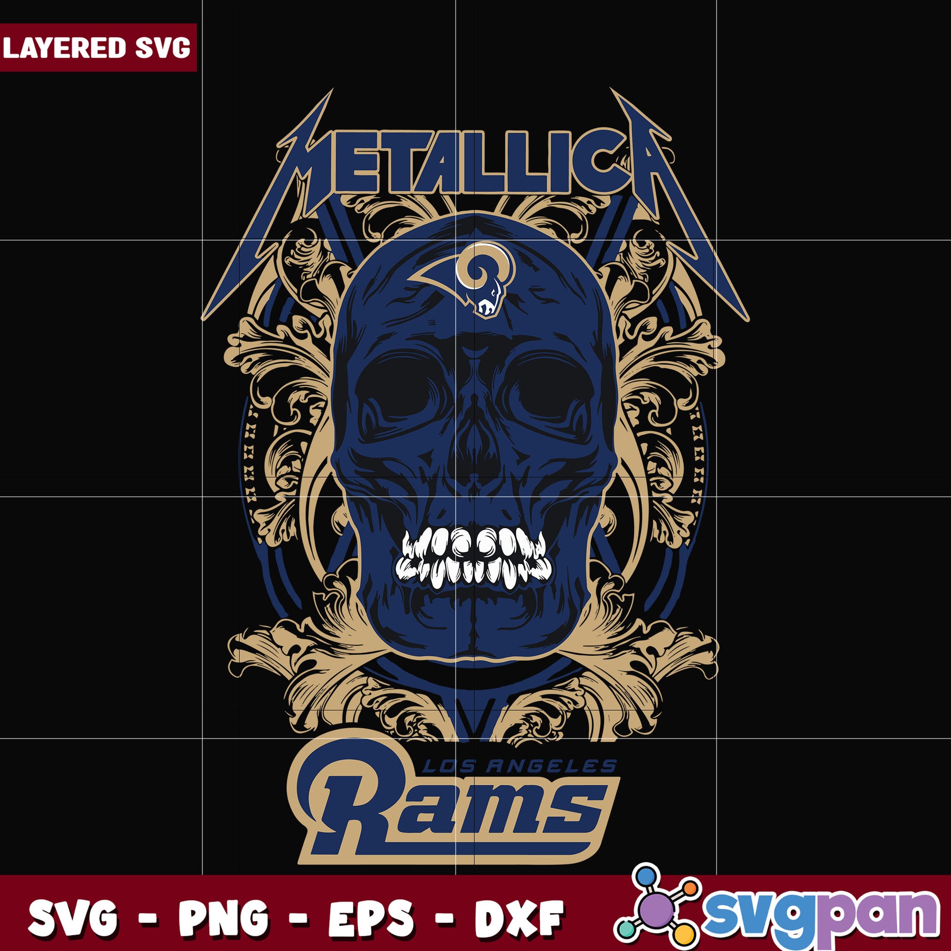Los angeles rams skull metallica svg, ameircan sports svg, nfl teams logo svg