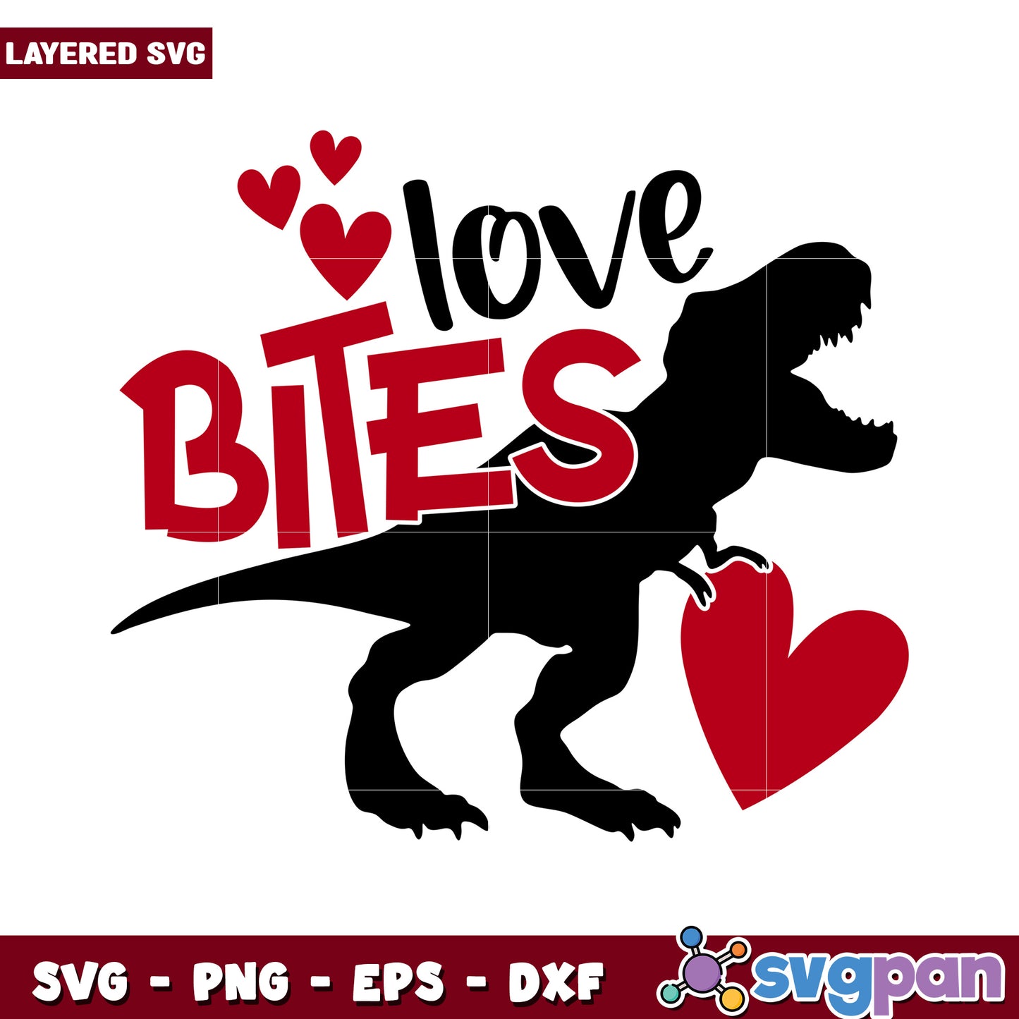 Love Bites Dinosaur SVG Design, perfect for crafting projects