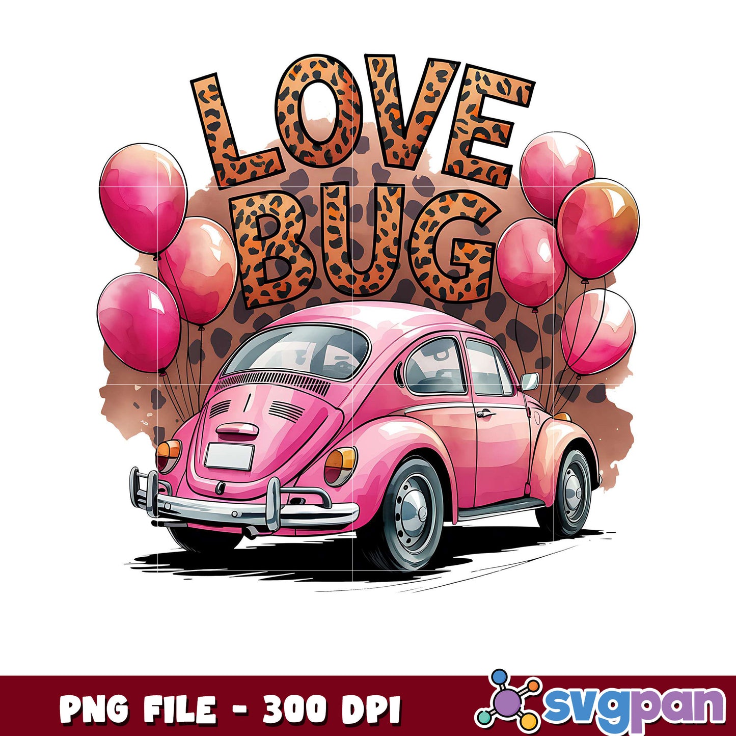 Love Bug Car Illustration, Perfect for DIY Projects