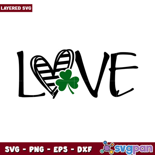 Love Heart with Shamrock Design for SVG Products, Perfect for Crafting