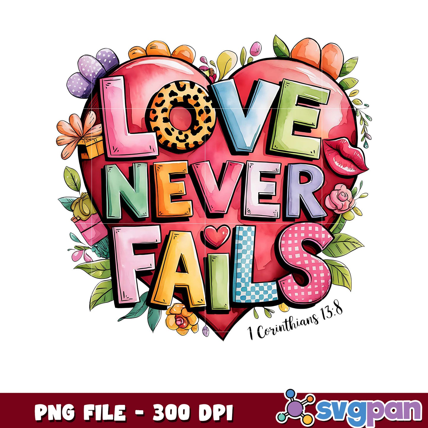 Love Never Fails Heart Design, Perfect for Home Decor
