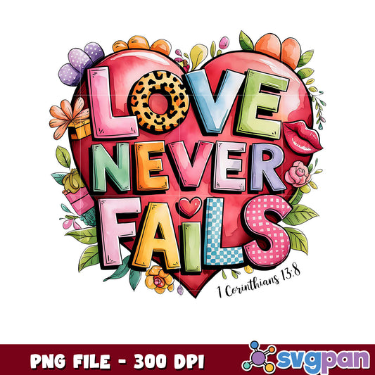 Love Never Fails Heart Design, Perfect for Home Decor