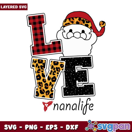 Love Santa Christmas SVG design, perfect for festive crafts and decorating