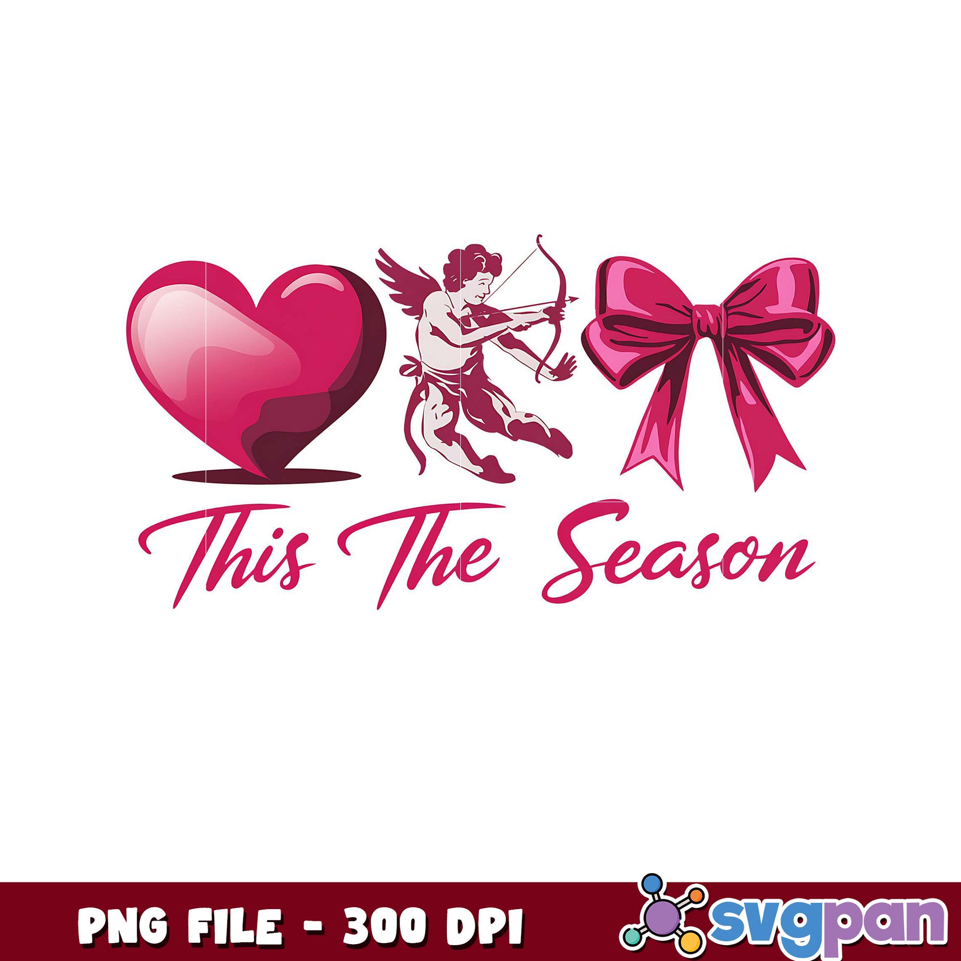 Love The Season Heart Icon with Cupid Bow PNG File