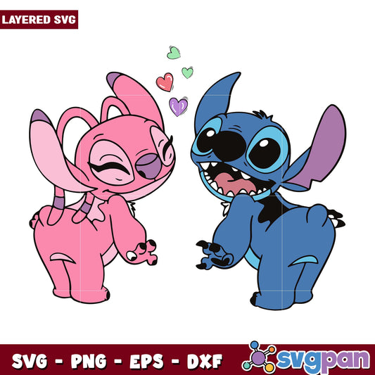 Love Stitch and Angel svg, Disney characters svg, Digital Download