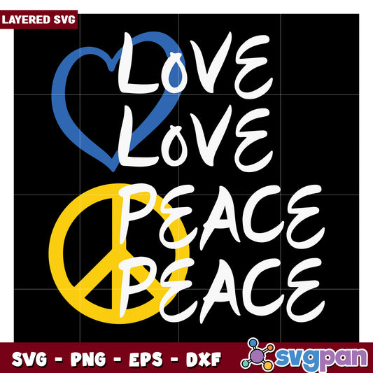 Love and Peace Layered SVG Design, Perfect for Creative Projects