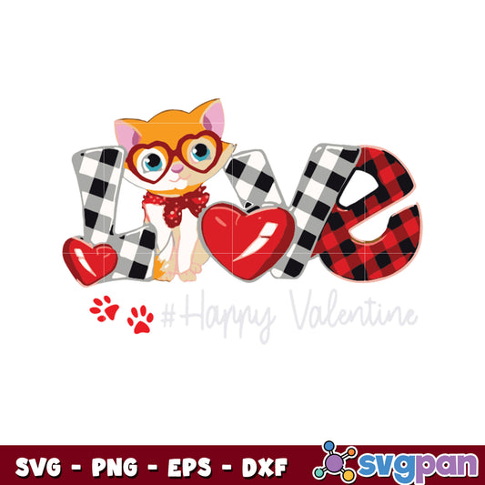 Love cat happy valentine svg, happy valentine day svg, cat valentine svg