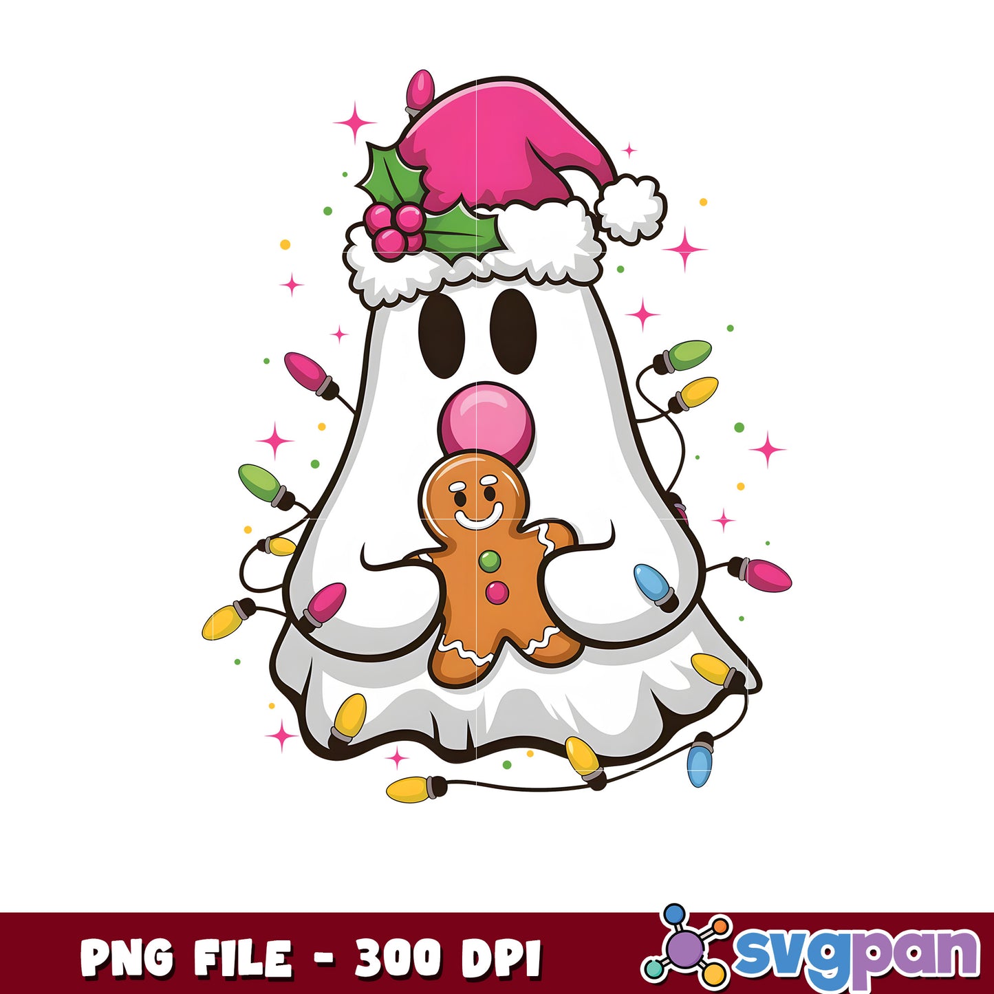 Lovely ghost design png, christmas png, cartoon characters​ ​png