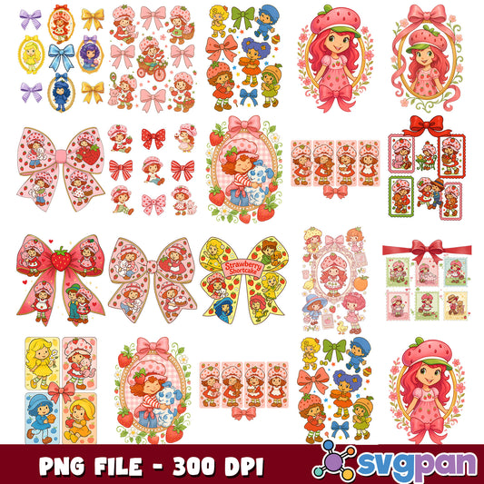 Lovely strawberry shortcake png bundle
