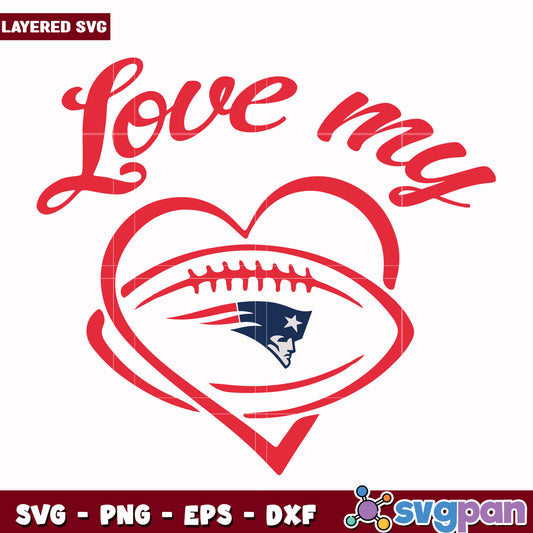 Love my new england patriots svg, nfl network svg, nfl patriots svg