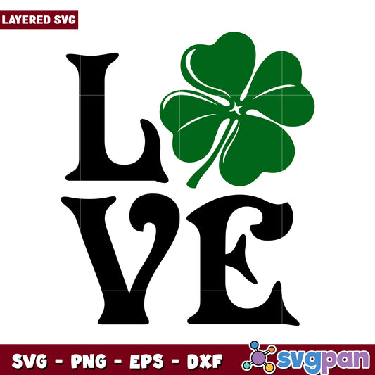 Love with Shamrock Design, perfect for St. Patrick's Day crafts