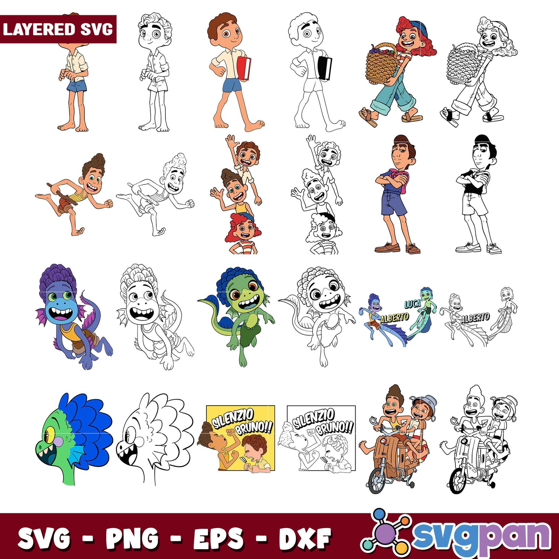 Luca Alberto Character Bundle SVG Clipart Set