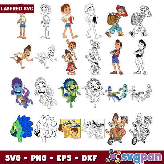 Luca Alberto Character Bundle SVG Clipart Set