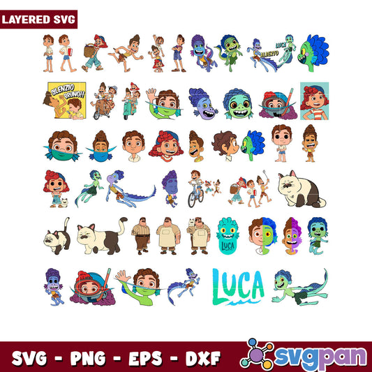Luca Movie Character Bundle Layered SVG Files