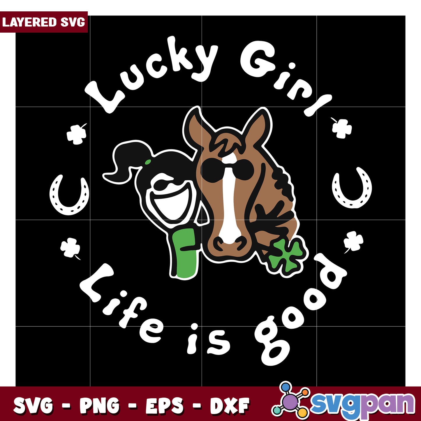 Lucky Girl and Horse SVG Design, Perfect for Creative Projects