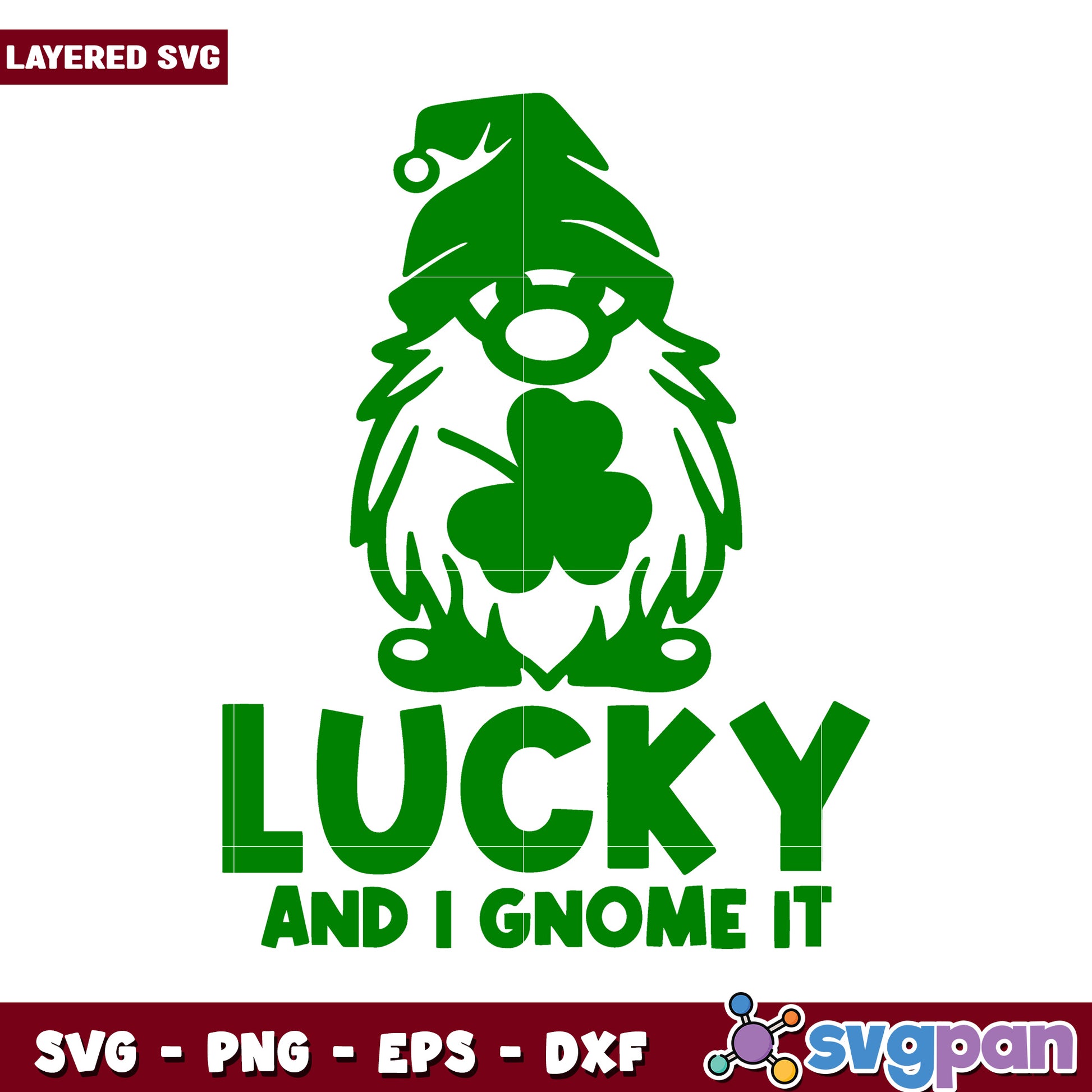 Lucky Gnome SVG Design for St Patricks Day, Perfect for Crafts
