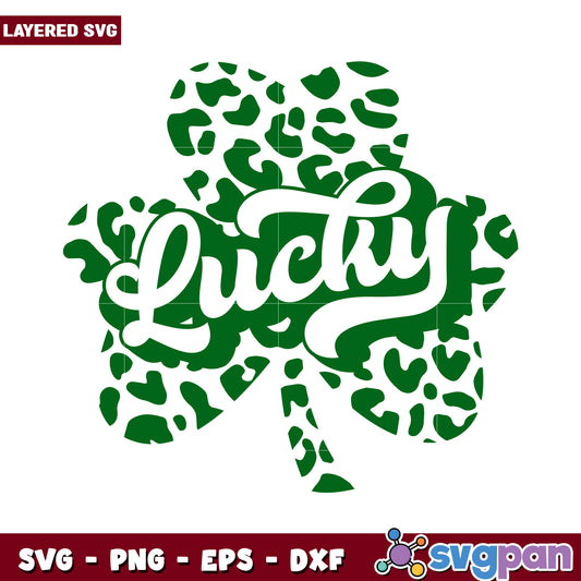 Lucky Leprechaun SVG design with leopard print pattern, perfect for St. Patrick's Day crafts