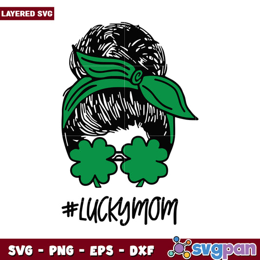 Lucky Mom SVG design for St. Patrick's Day, perfect for crafts
