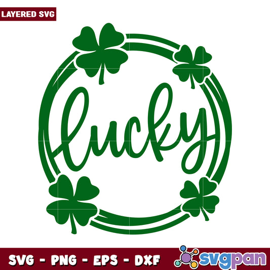 Lucky Shamrock SVG Design for St Patricks Day Crafts, Perfect for DIY Projects