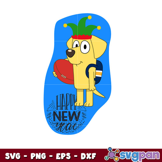 Lucky happy new year bluey svg, bluey christmas hat svg