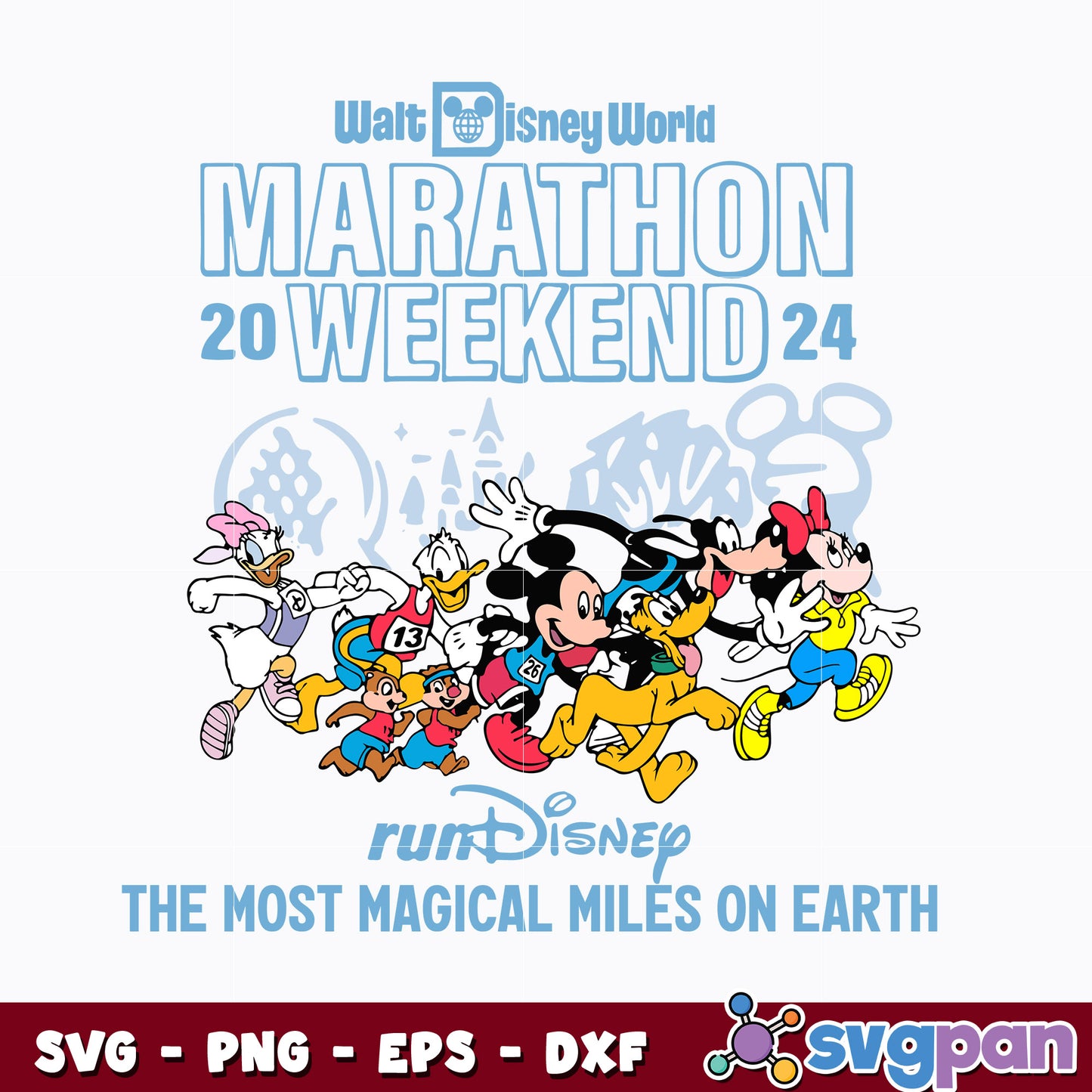 Mouse Cartoon Friends Marathon Weekend 2024  svg