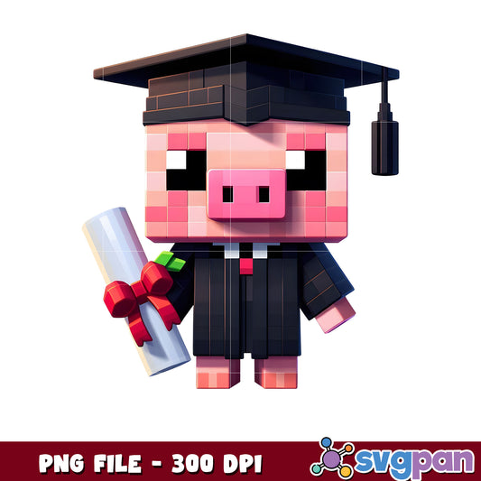 MC Pig Graduate png, minecraft education png, graduation png