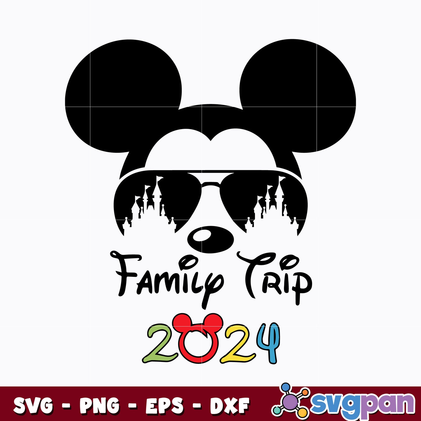 Mickey glasses family trip 2024 disney svg