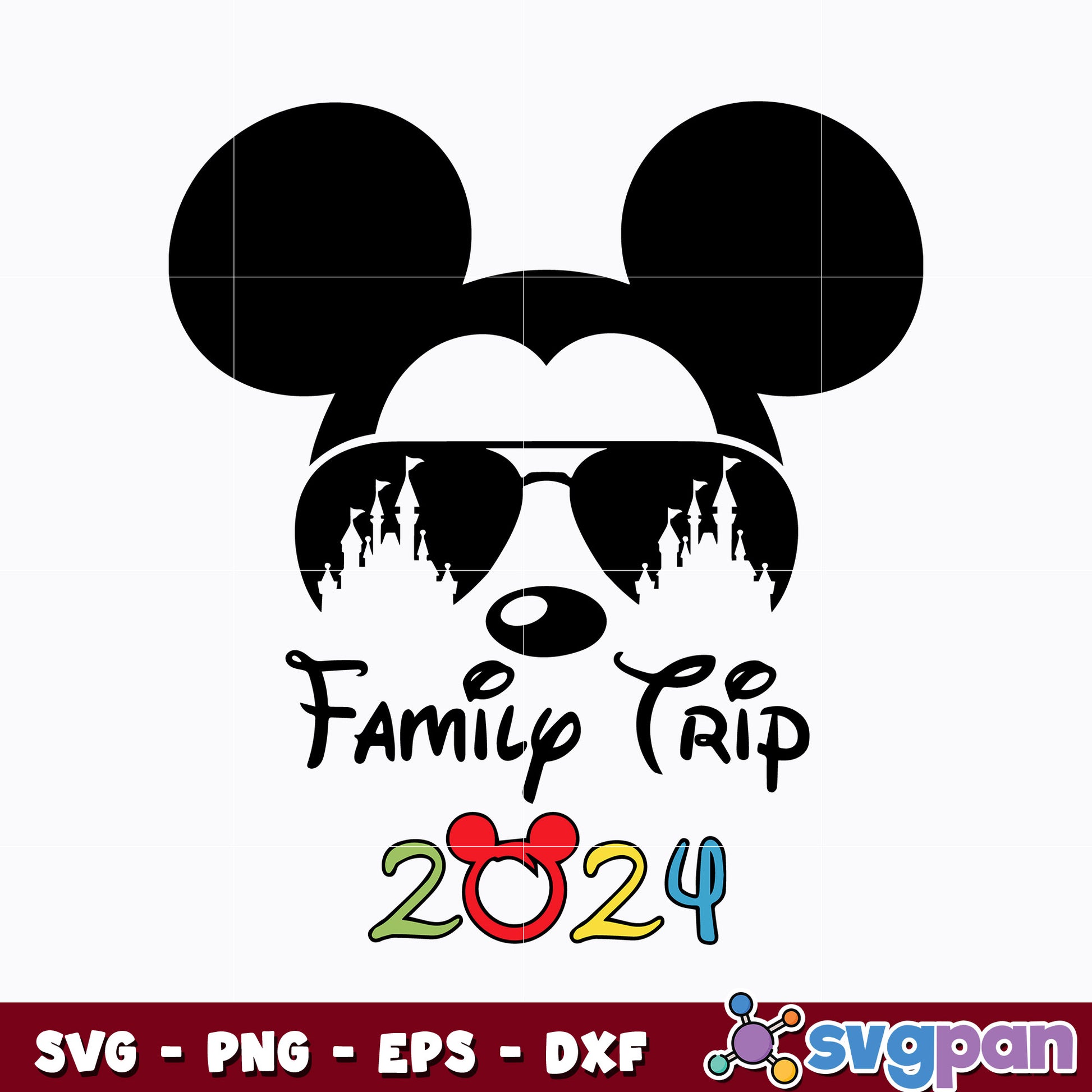 Mickey glasses family trip 2024 disney svg