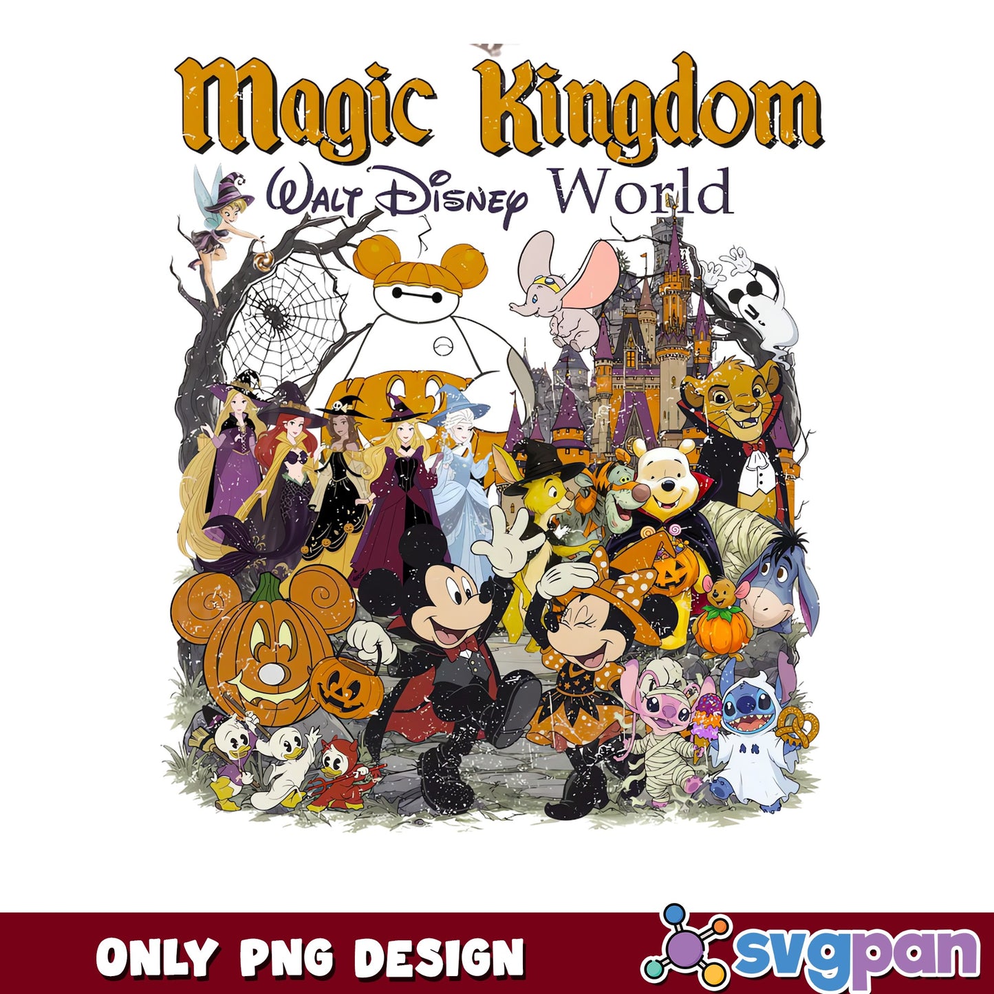 Magic Kingdom Walt Disney World Halloween PNG, Mickey Minnie Stitch