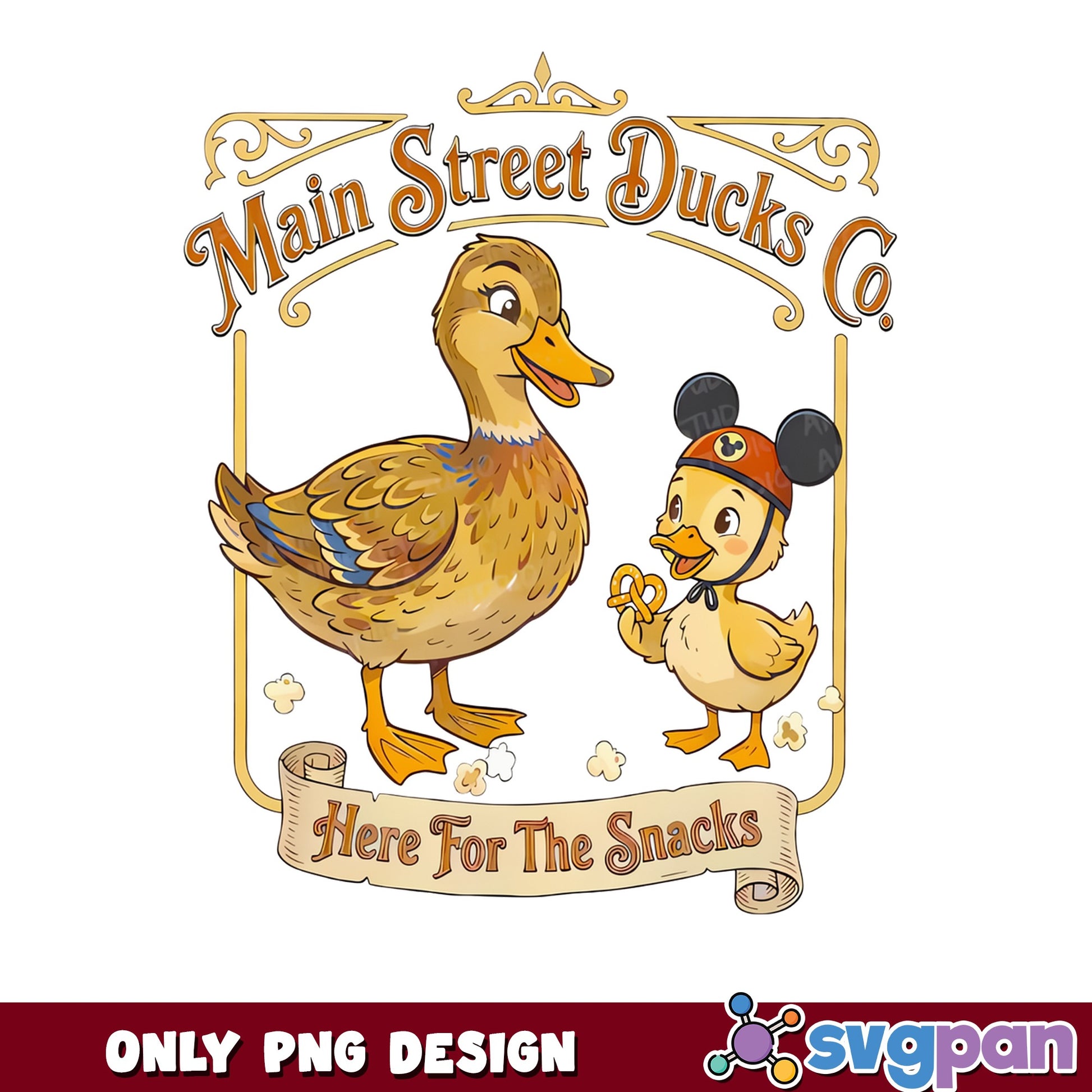 Main Street Ducks Co Disney PNG, Here For The Snacks PNG, Disney Trip PNG