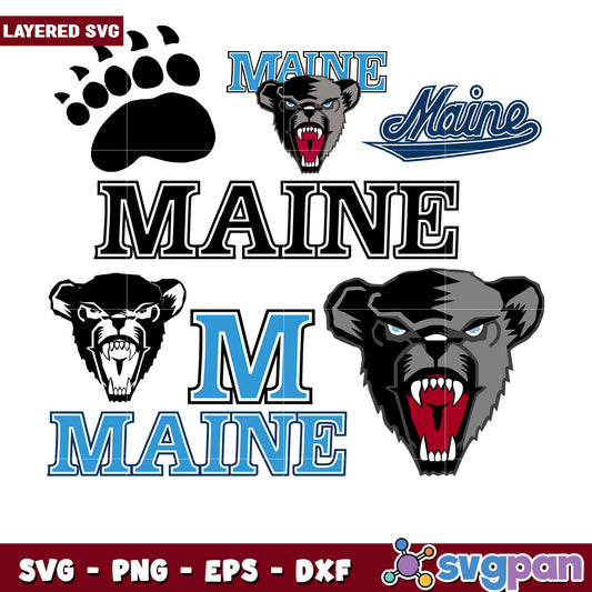 Maine Bear SVG Bundle Layered Designs