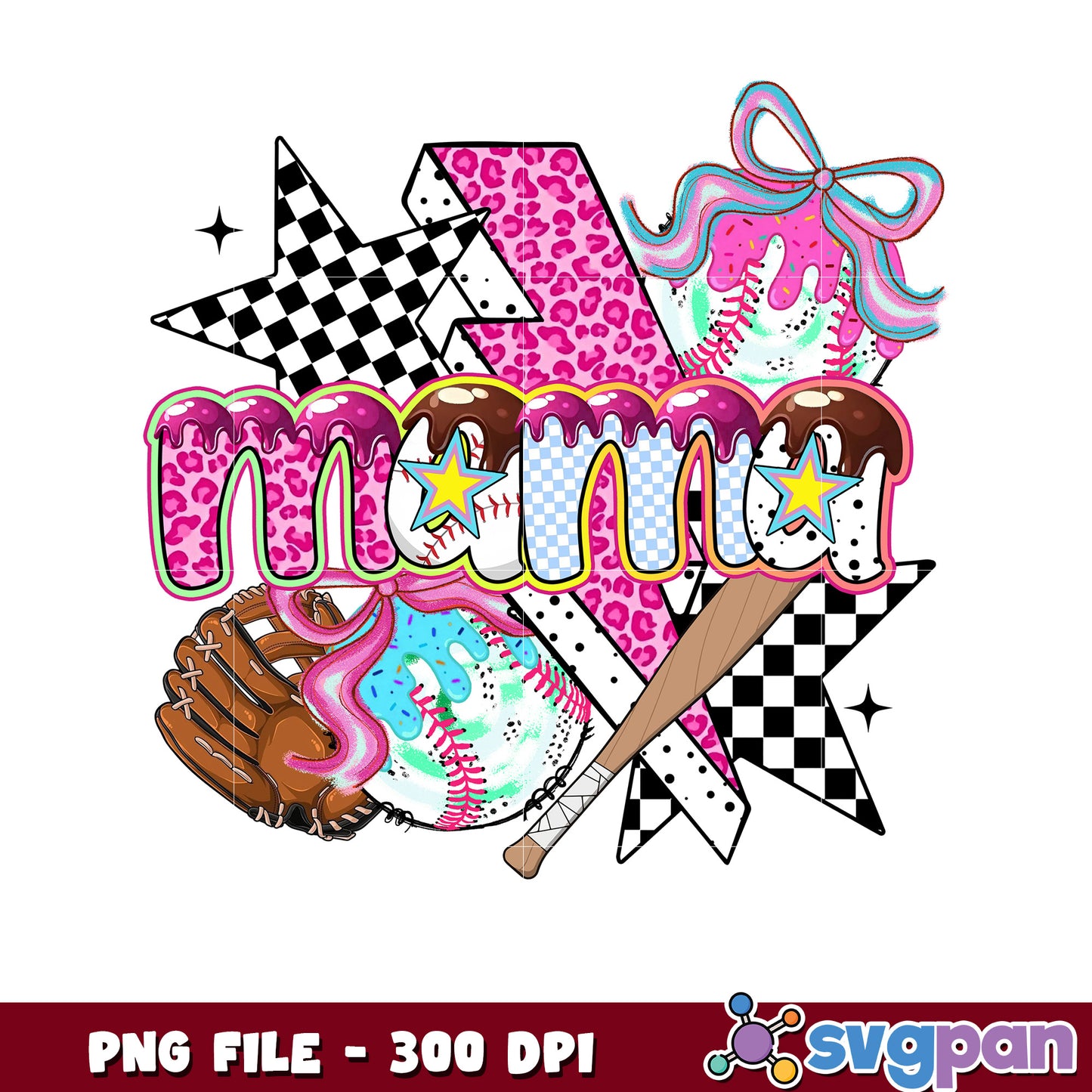 Mama Baseball PNG Sublimation Design 300 DPI