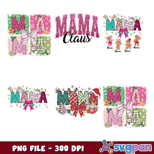 Mama Claus Christmas PNG Bundle 300 DPI