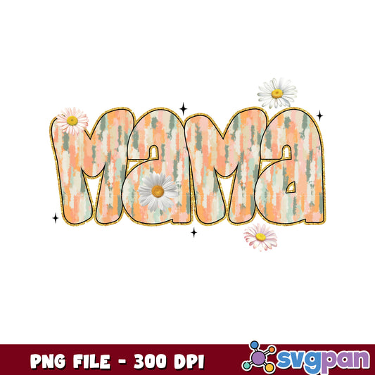 Mama PNG Design Floral, Peach, 300 DPI