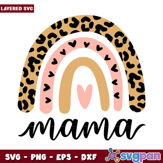 Mama Rainbow Design with Leopard Print, Perfect for Crafts and Gifts