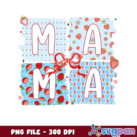 Mama Strawberry PNG Design 300 DPI