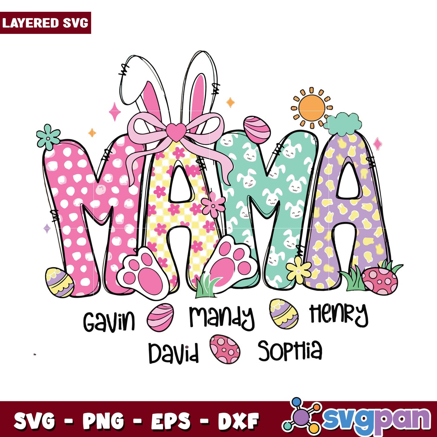 Mama and easter design svg, easter mama svg, easter bunny svg