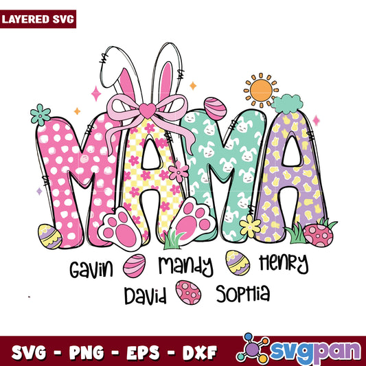 Mama and easter design svg, easter mama svg, easter bunny svg