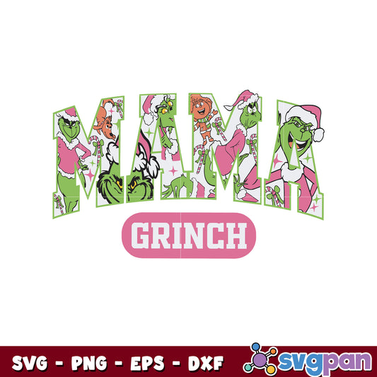 Mama grinch logo christmas design svg