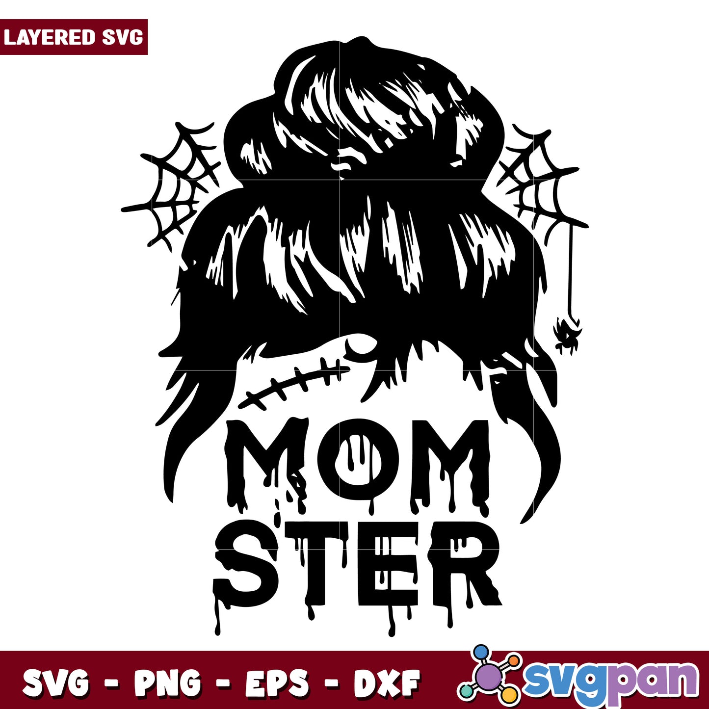 Mama monster skull halloween svg, halloween toys svg, scary and funny svg