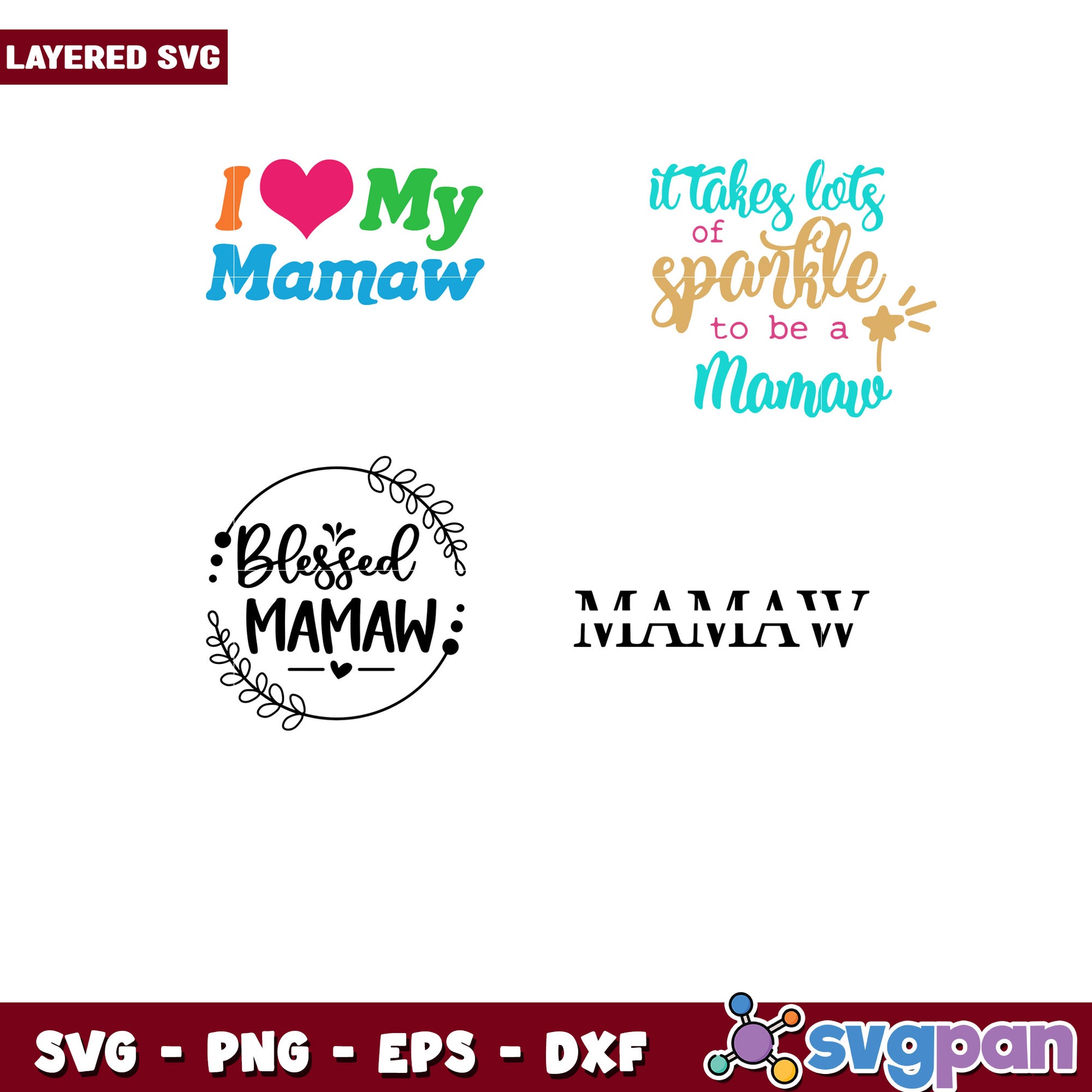 Mamaw SVG Bundle 4 Layered Designs
