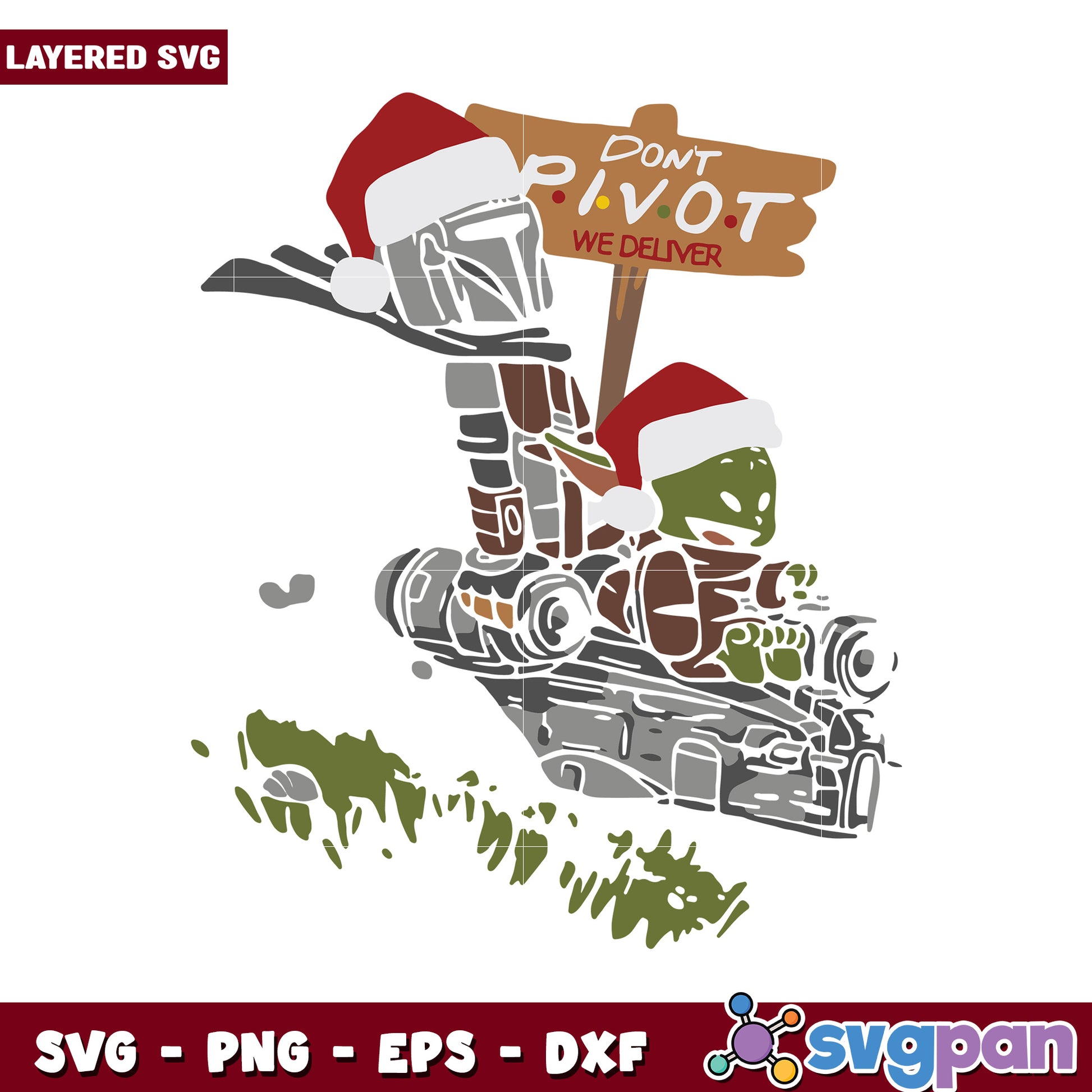 Mandalorian Christmas SVG design, add festive flair to crafts