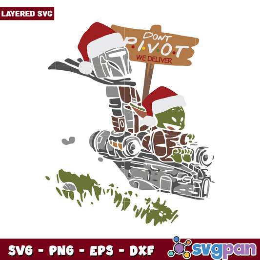 Mandalorian Christmas SVG design, add festive flair to crafts