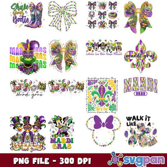 Mardi Gras PNG Bundle 12 Designs, 300 DPI