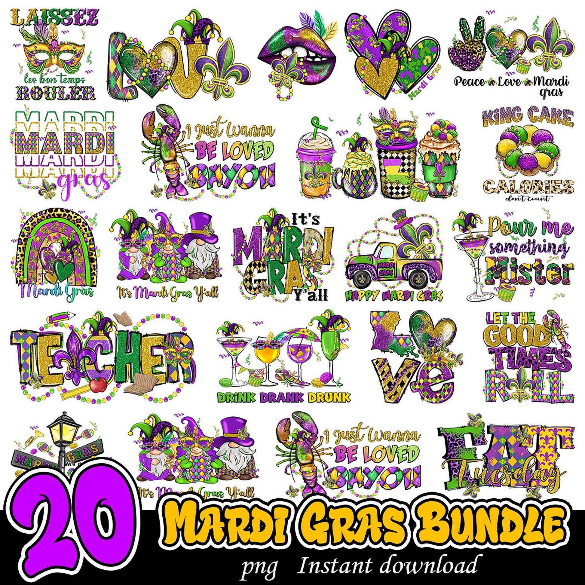 Mardi Gras PNG Bundle 20 Designs