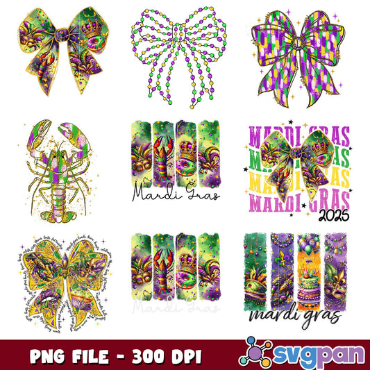 Mardi Gras PNG Bundle Bows, Lobster, More