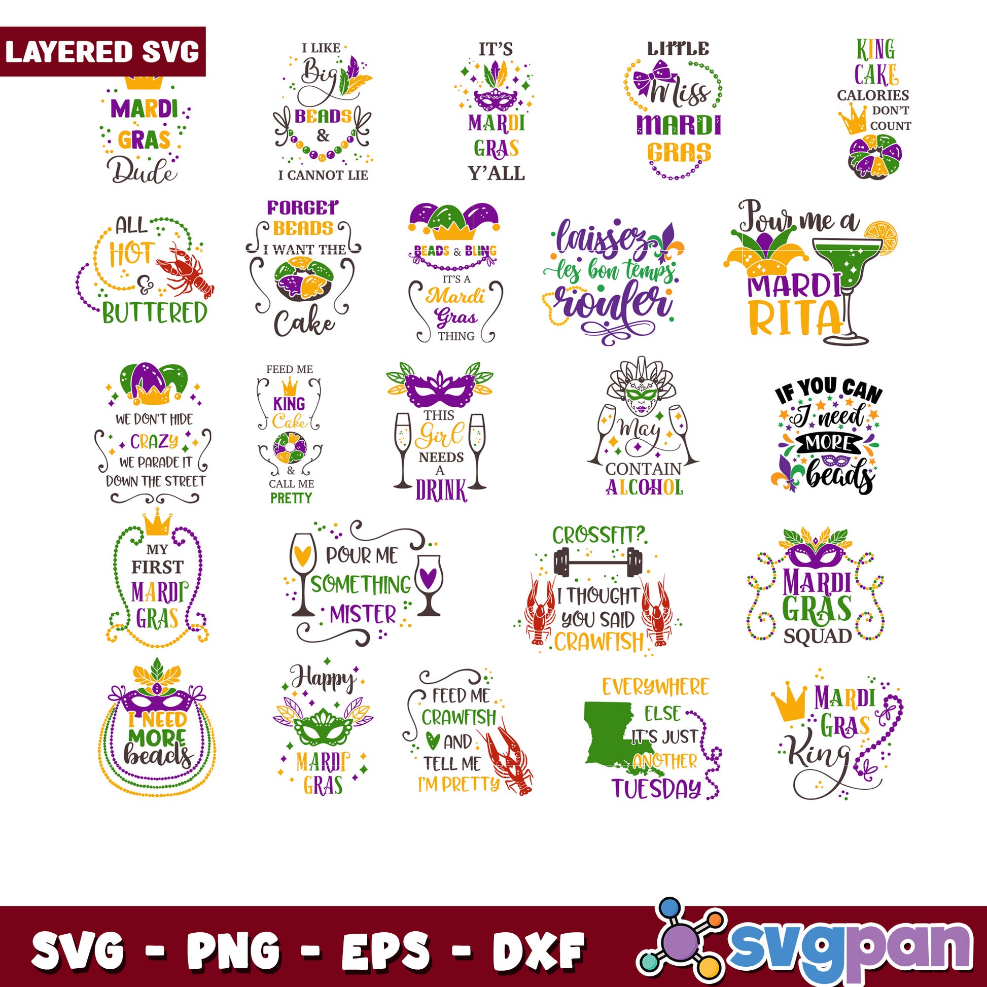 Mardi Gras SVG Bundle 20 Designs